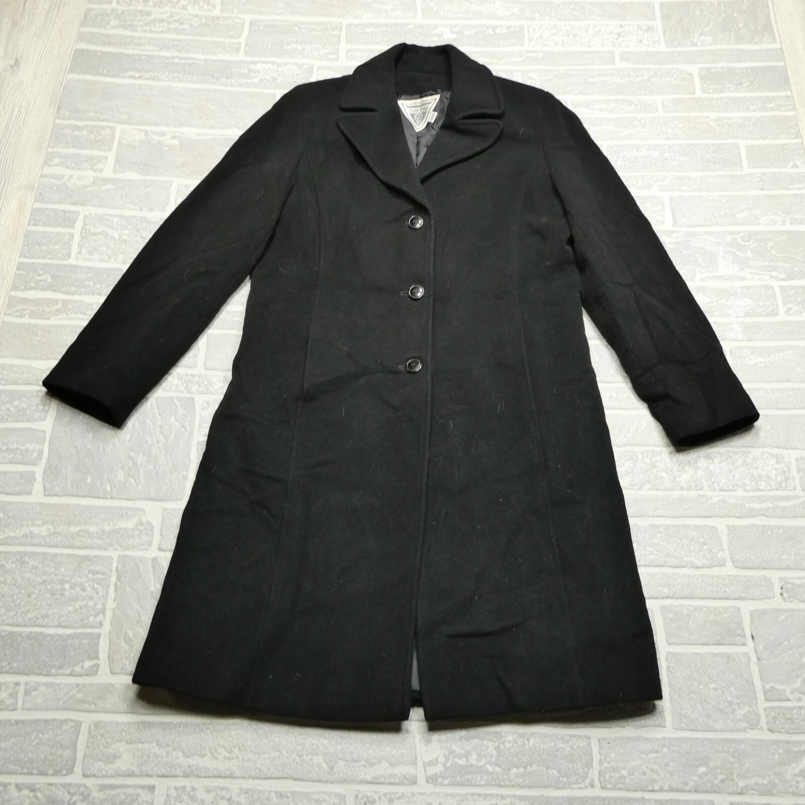 Marvin Richards Wool Cashmere Pea Coat Womens Size 10 Black 3 Button Trench